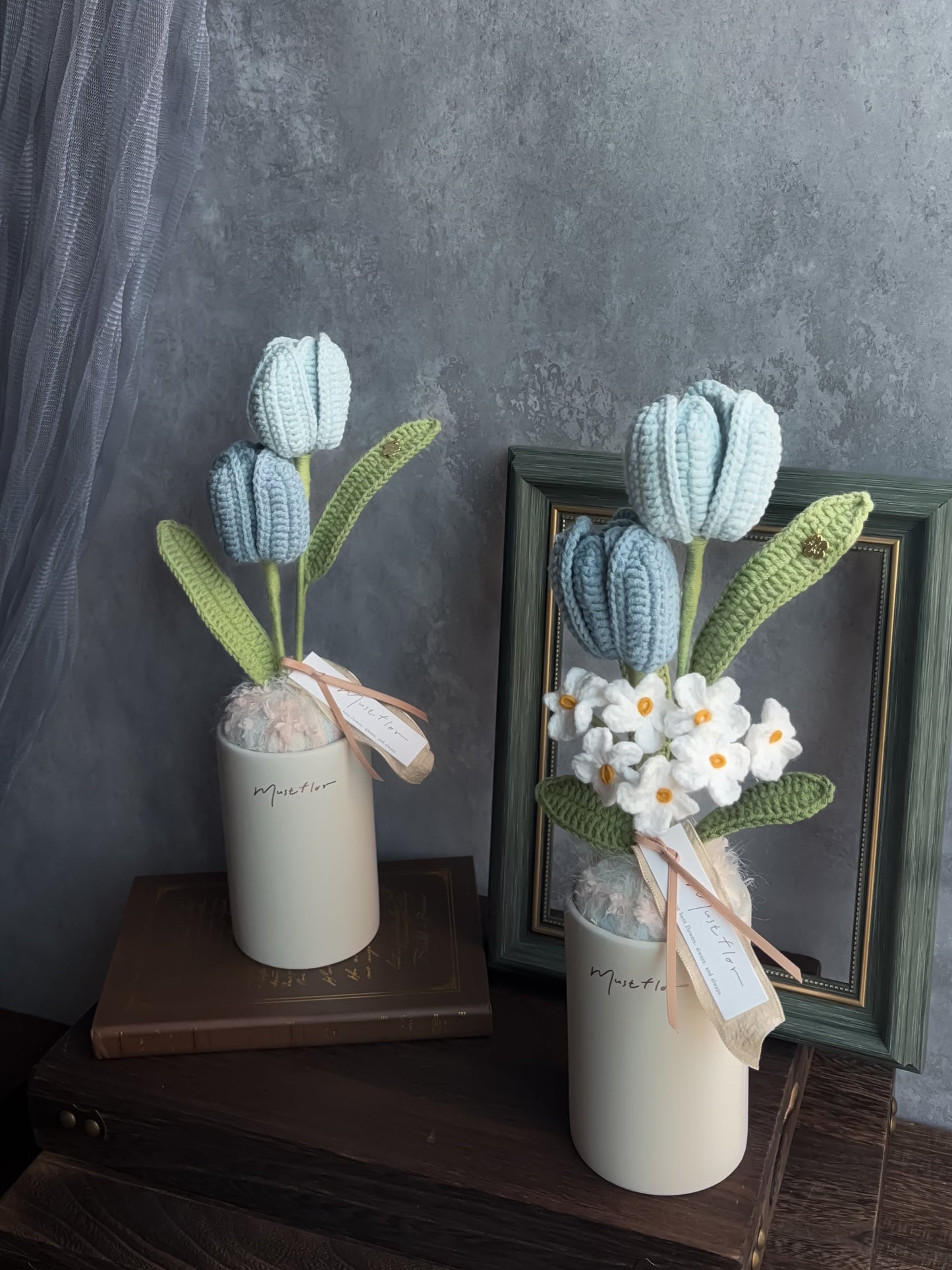 海風盆花-雙色鬱金香/雙色鬱金香與勿忘我盆花 Tulips - Sea whisper