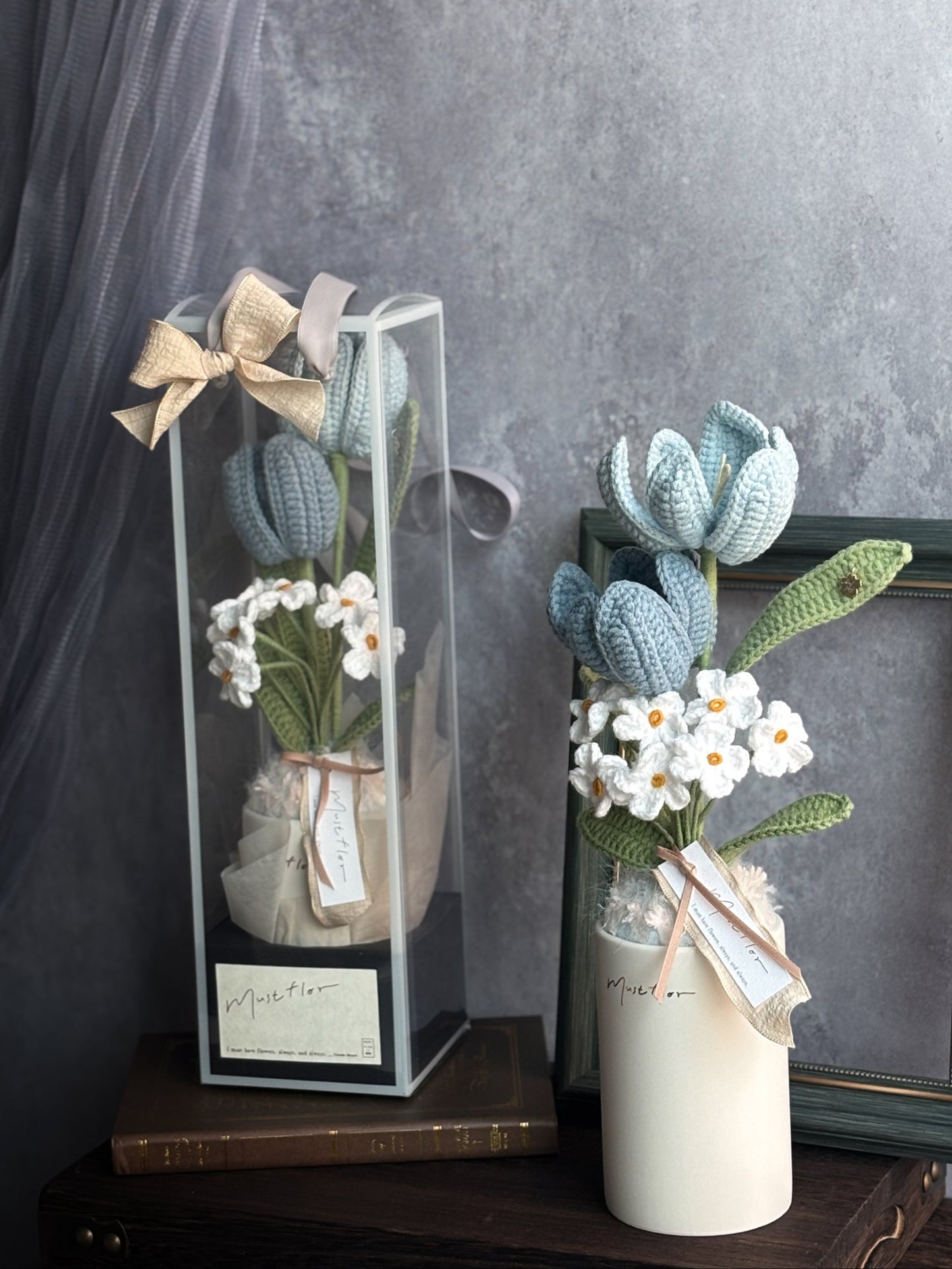 海風盆花-雙色鬱金香/雙色鬱金香與勿忘我盆花 Tulips - Sea whisper