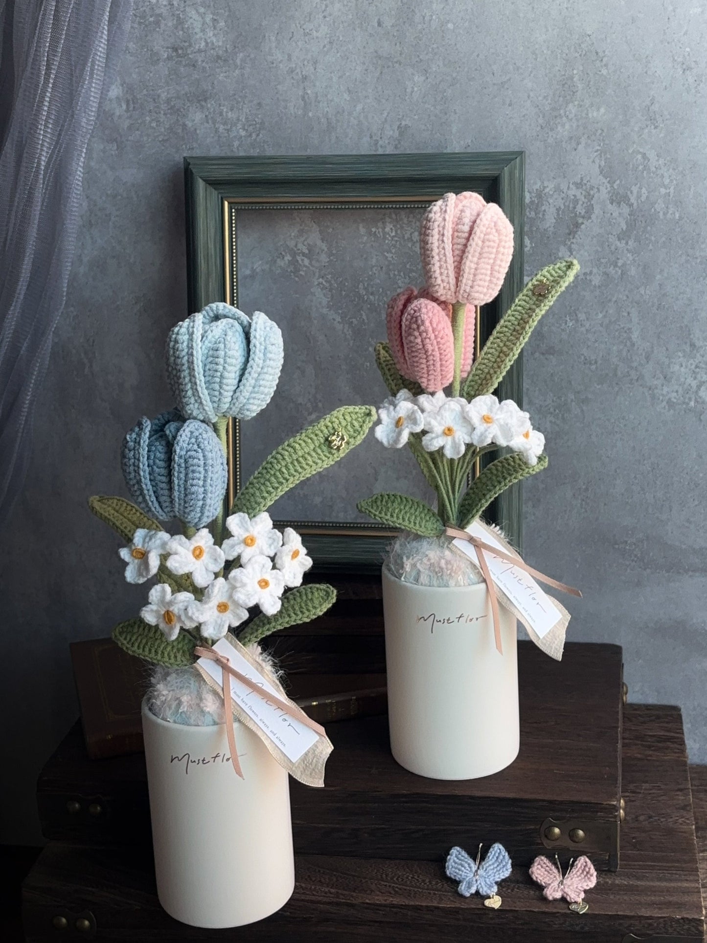 海風盆花-雙色鬱金香/雙色鬱金香與勿忘我盆花 Tulips - Sea whisper