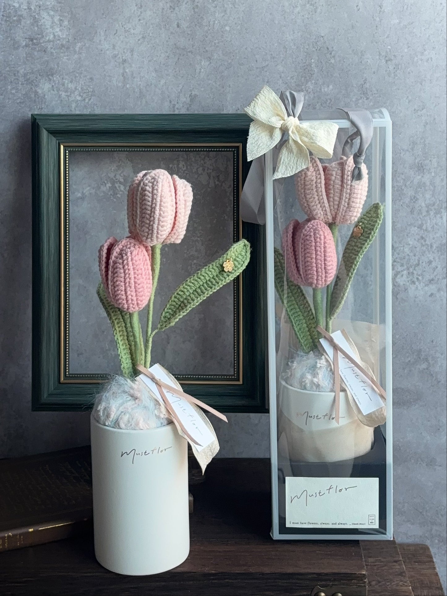 粉韻盆花- 雙色鬱金香/雙色鬱金香與勿忘我盆花 - Tulips Blush pink