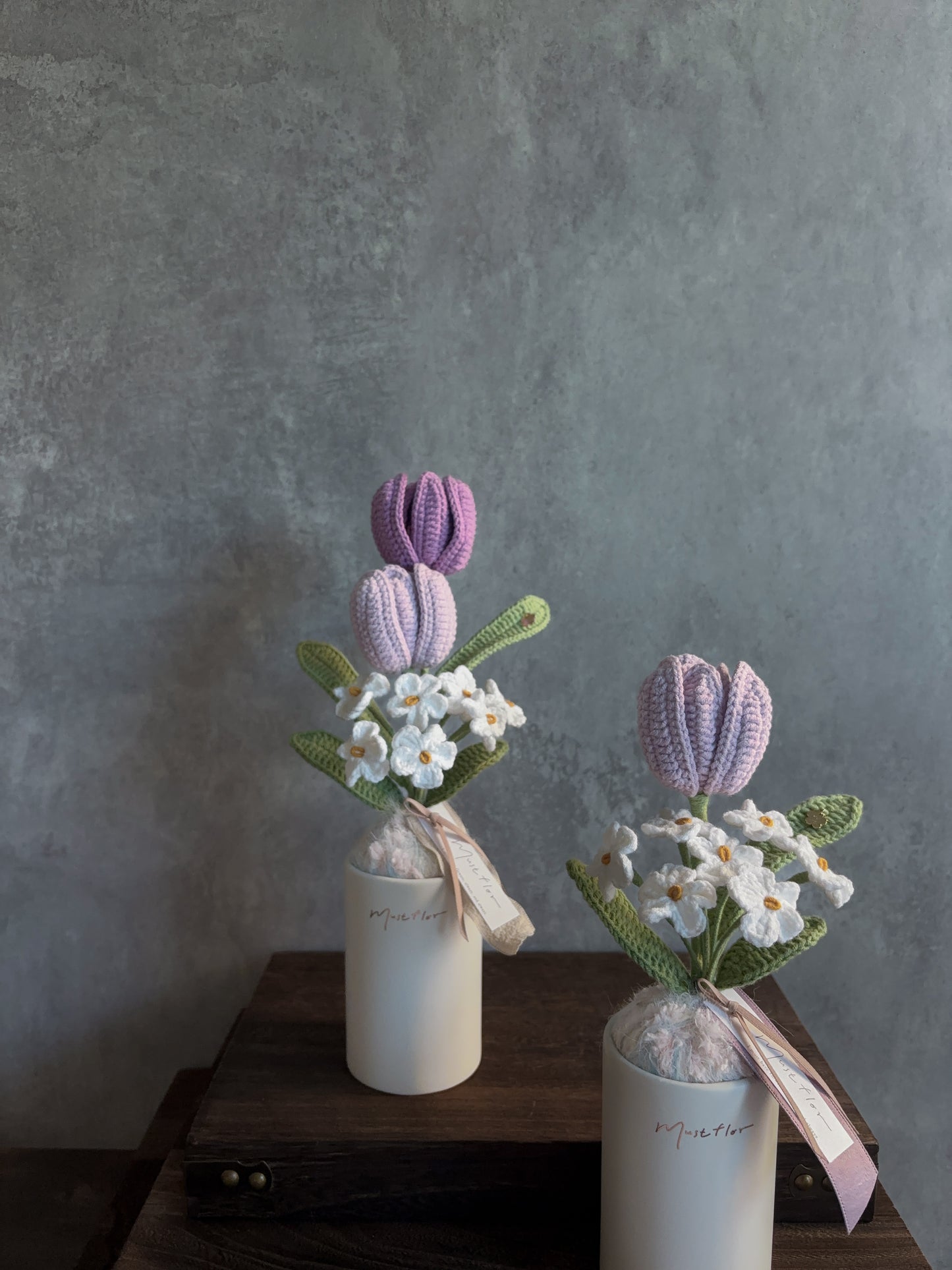 雙色鬱金香與勿忘我盆花 - 仙紫 Tulips & & Forget me not - Purple
