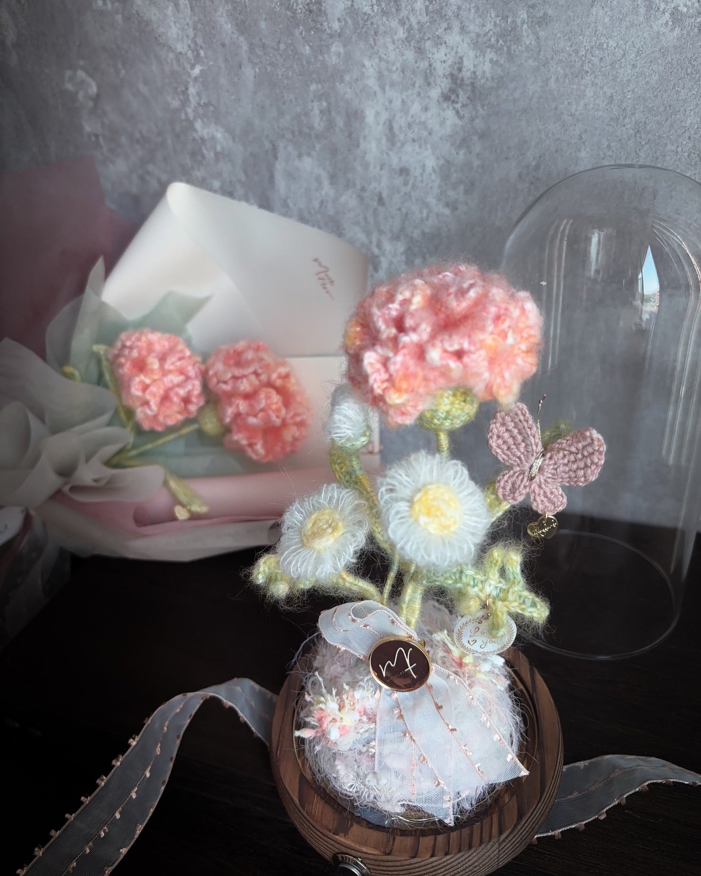柔霧花影系列|康乃馨微光玻璃花房 Cloud Whisper Potted