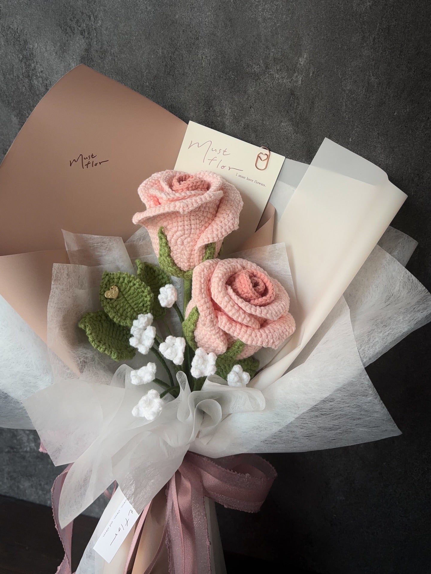 雙玫瑰滿天星花束-柔光粉|Soft Glow