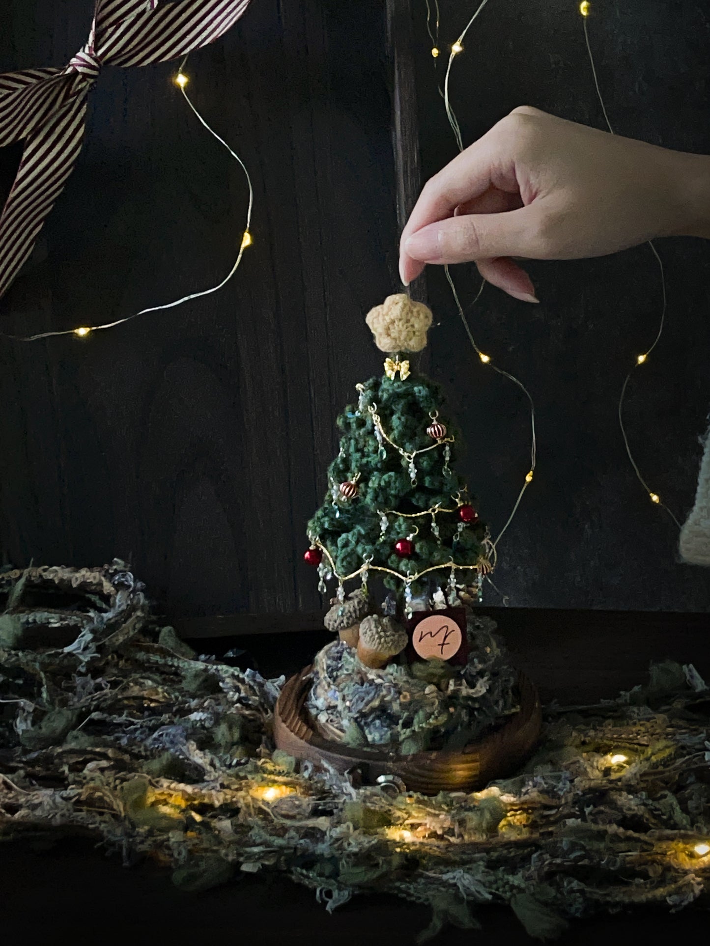 2025聖誕限定-針織聖誕樹玻璃花盅小夜燈