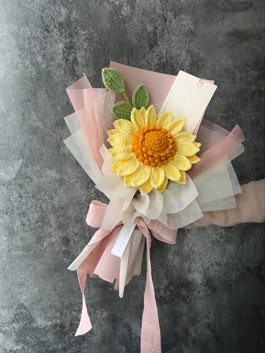 單枝向日葵花束- 奶油粉韻
