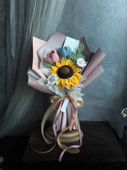 向日葵與鬱金香小雛菊花束-晴日粉語 Blush Sunny Bouquet
