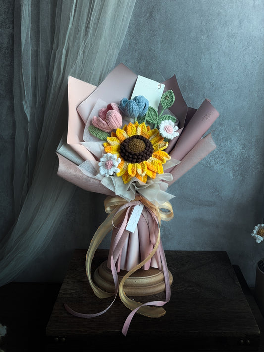 向日葵與鬱金香小雛菊花束-晴日粉語 Blush Sunny Bouquet