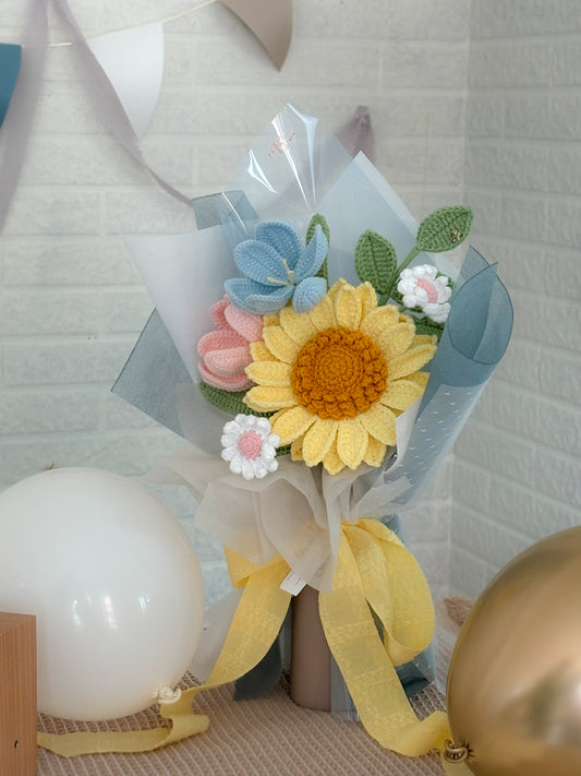 向日葵與鬱金香小雛菊花束-晴光花語 Sunny Pastel Bouquet