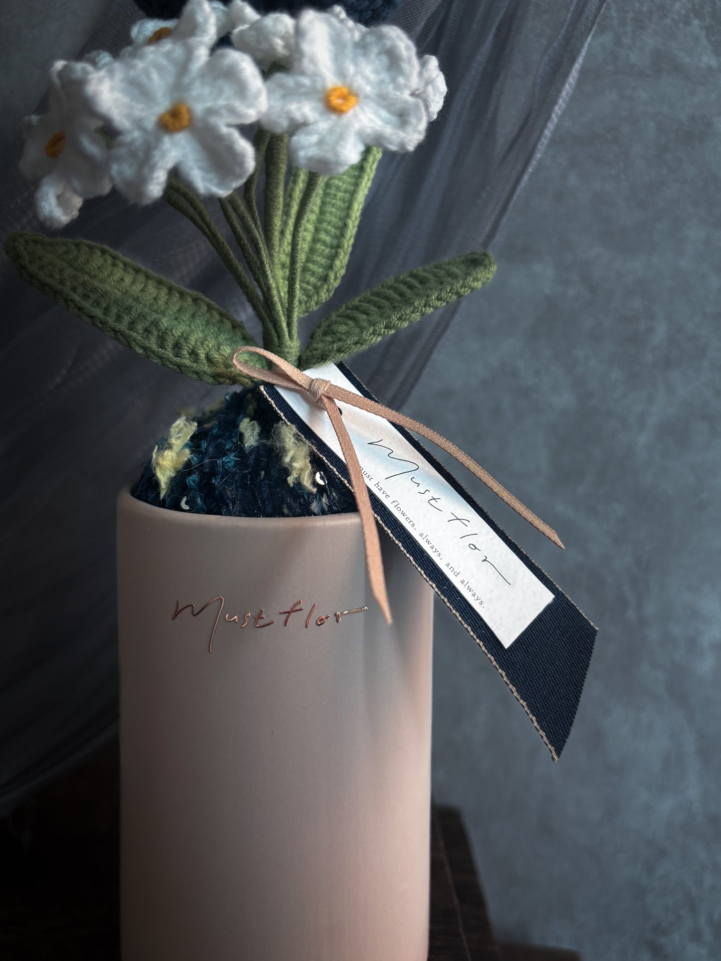 鬱金香與勿忘我盆花 - 普魯士藍  Tulip & Forget me not - Prussian Blue