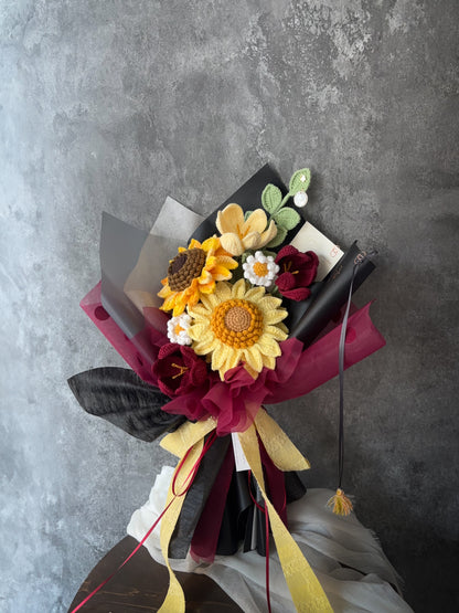 Mustflor畢業季特別款花束-暮紅｜Dusklit Sunflower Bouquet