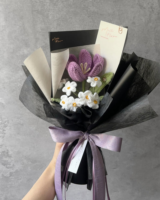 鬱金香與勿忘我花束 - 藤紫 Tulip & Forget me not - Purple