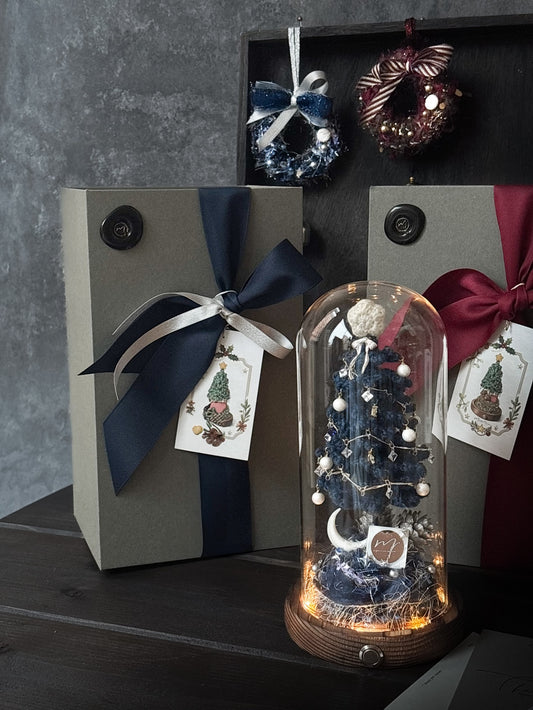 2025聖誕限定-針織聖誕樹玻璃花盅小夜燈