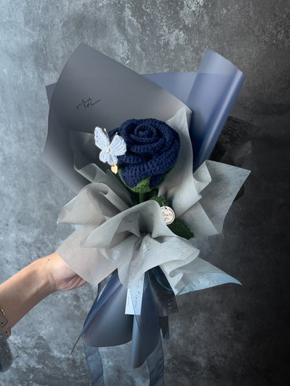 單朵玫瑰小花束- 岩霧藍｜Slate Blue