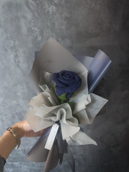 單朵玫瑰小花束- 岩霧藍｜Slate Blue