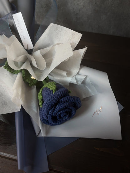 單朵玫瑰小花束- 岩霧藍｜Slate Blue