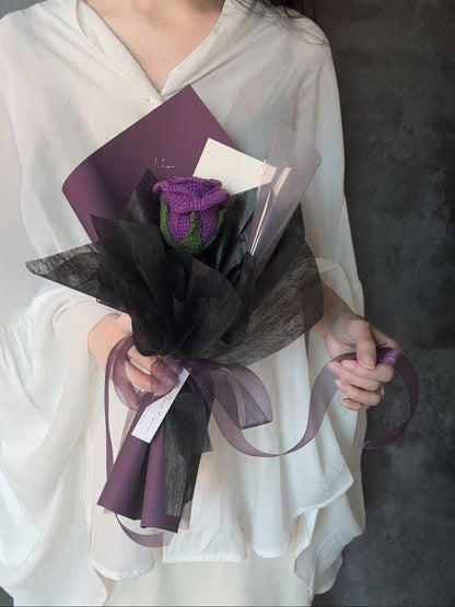 單朵玫瑰小花束- 夜暮紫｜Midnight Plum