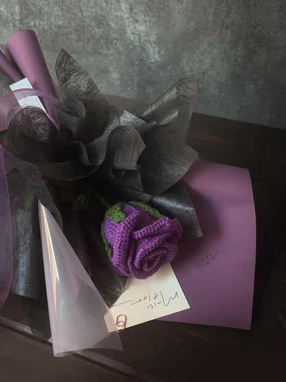 單朵玫瑰小花束- 夜暮紫｜Midnight Plum