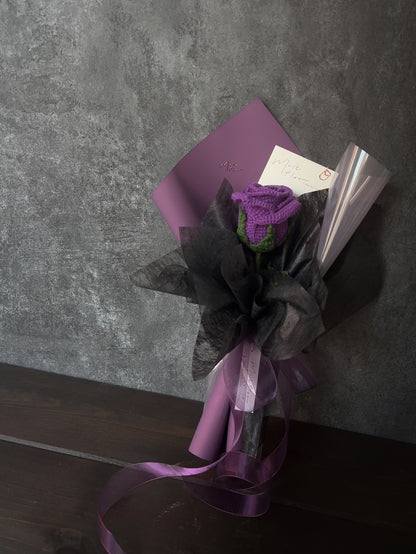 單朵玫瑰小花束- 夜暮紫｜Midnight Plum