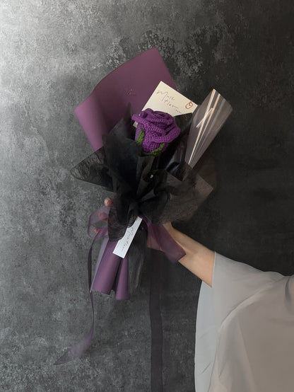單朵玫瑰小花束- 夜暮紫｜Midnight Plum