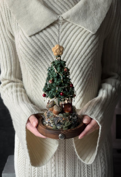 2025聖誕限定-針織聖誕樹玻璃花盅小夜燈